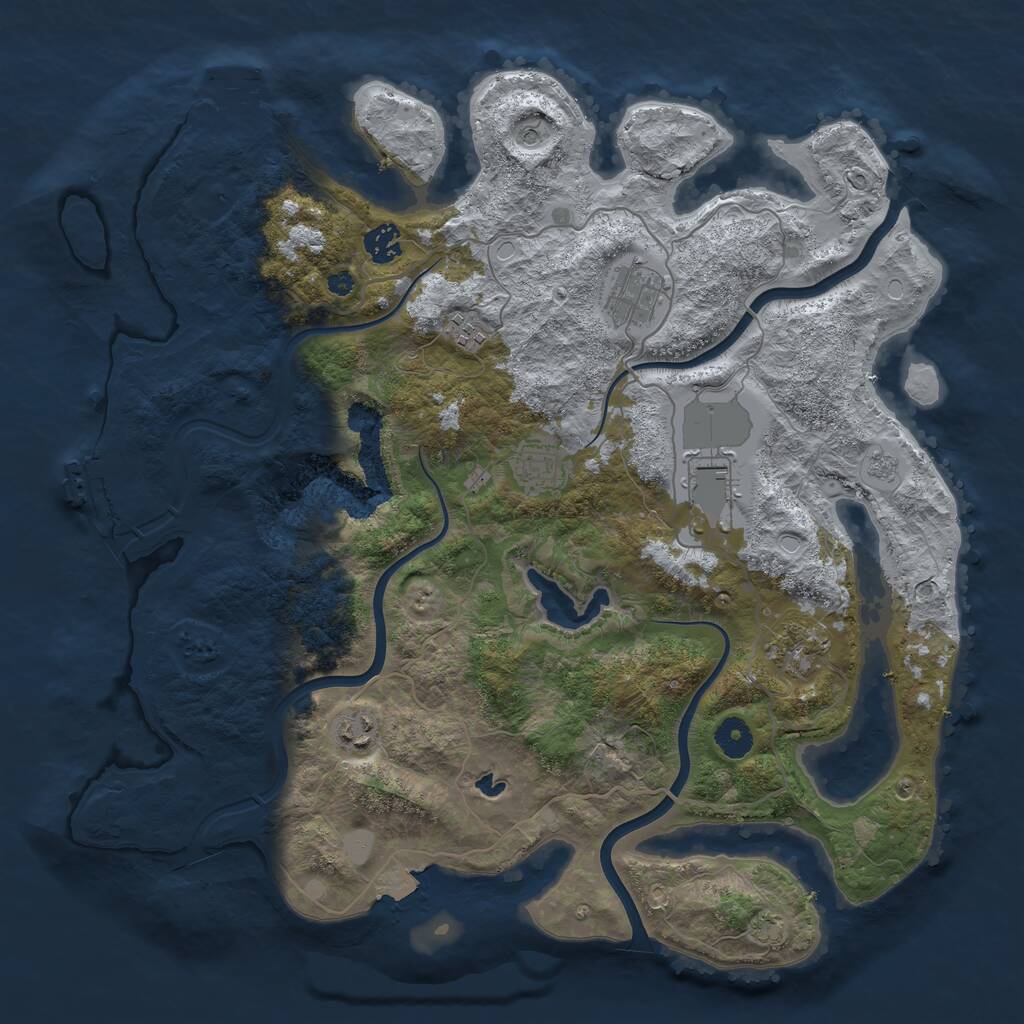 Rust Map: Procedural Map, Size: 4000, Seed: 23486, 13 Monuments