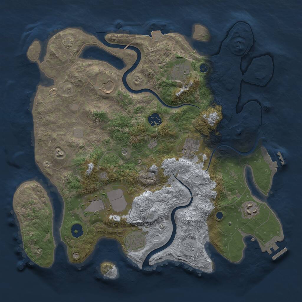 Rust Map: Procedural Map, Size: 3500, Seed: 258191699, 13 Monuments