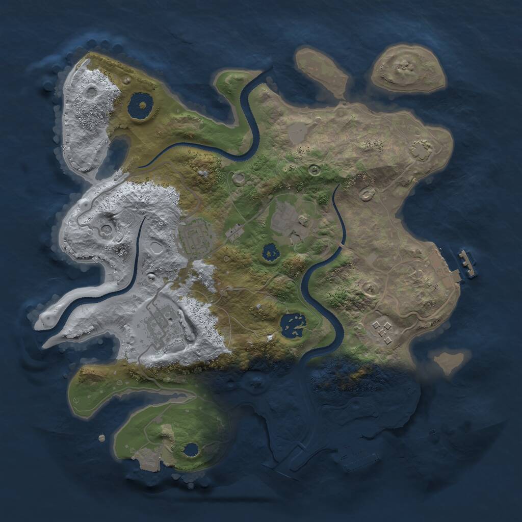 Rust Map: Procedural Map, Size: 3000, Seed: 1127020277, 10 Monuments