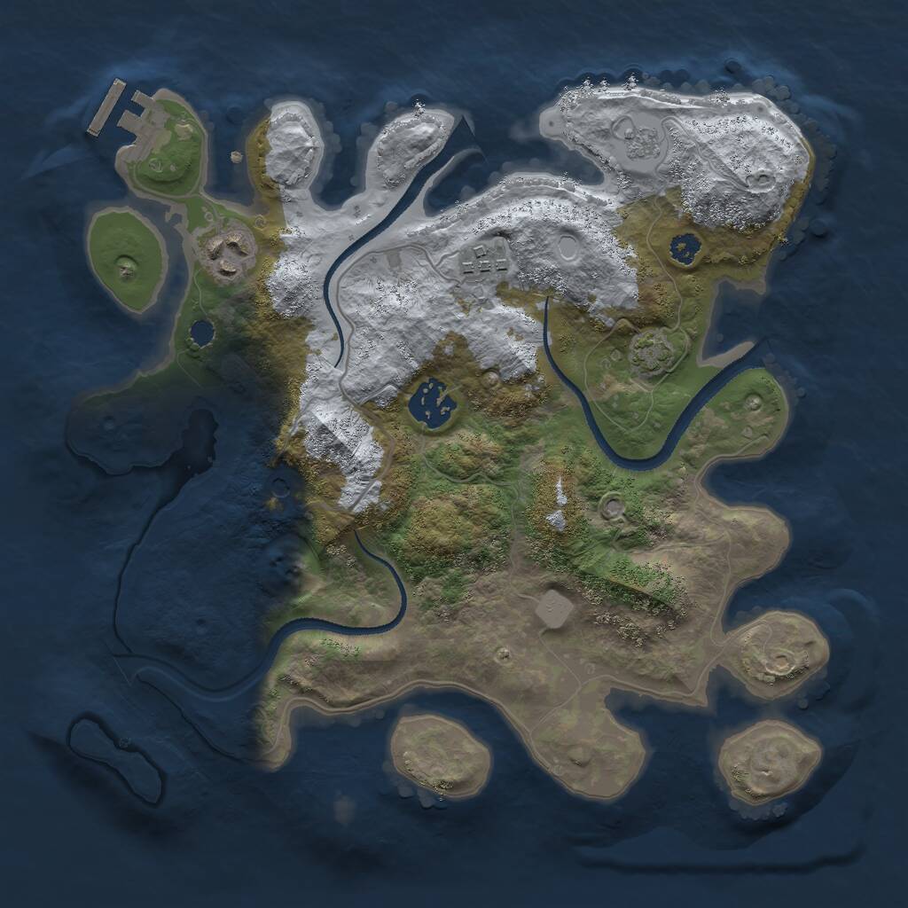 Rust Map: Procedural Map, Size: 3000, Seed: 414436356, 8 Monuments