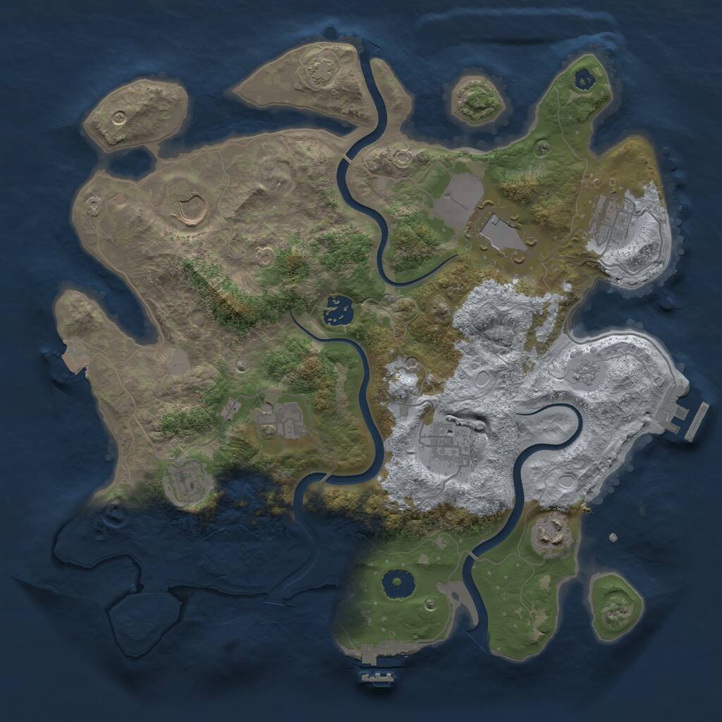 Rust Map: Procedural Map, Size: 3500, Seed: 336642807, 14 Monuments