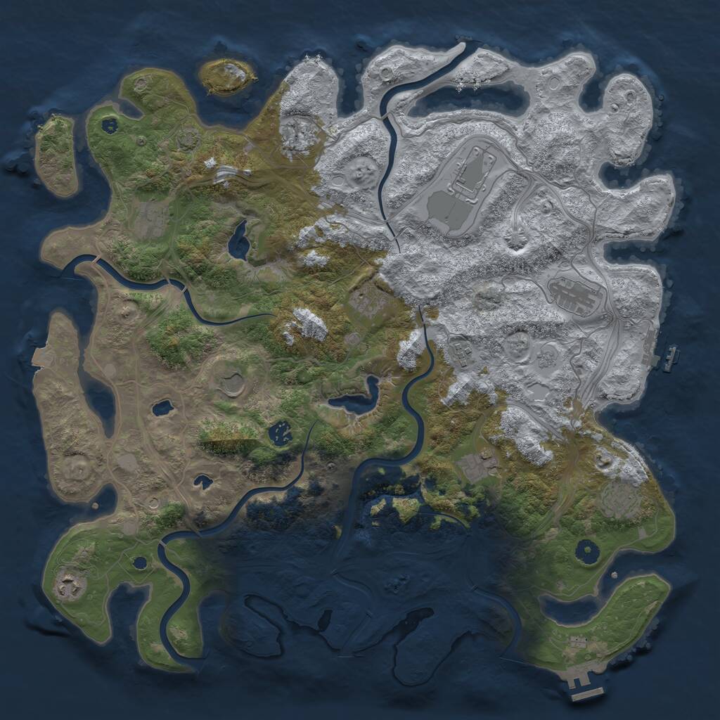 Rust Map: Procedural Map, Size: 4500, Seed: 711489868, 17 Monuments