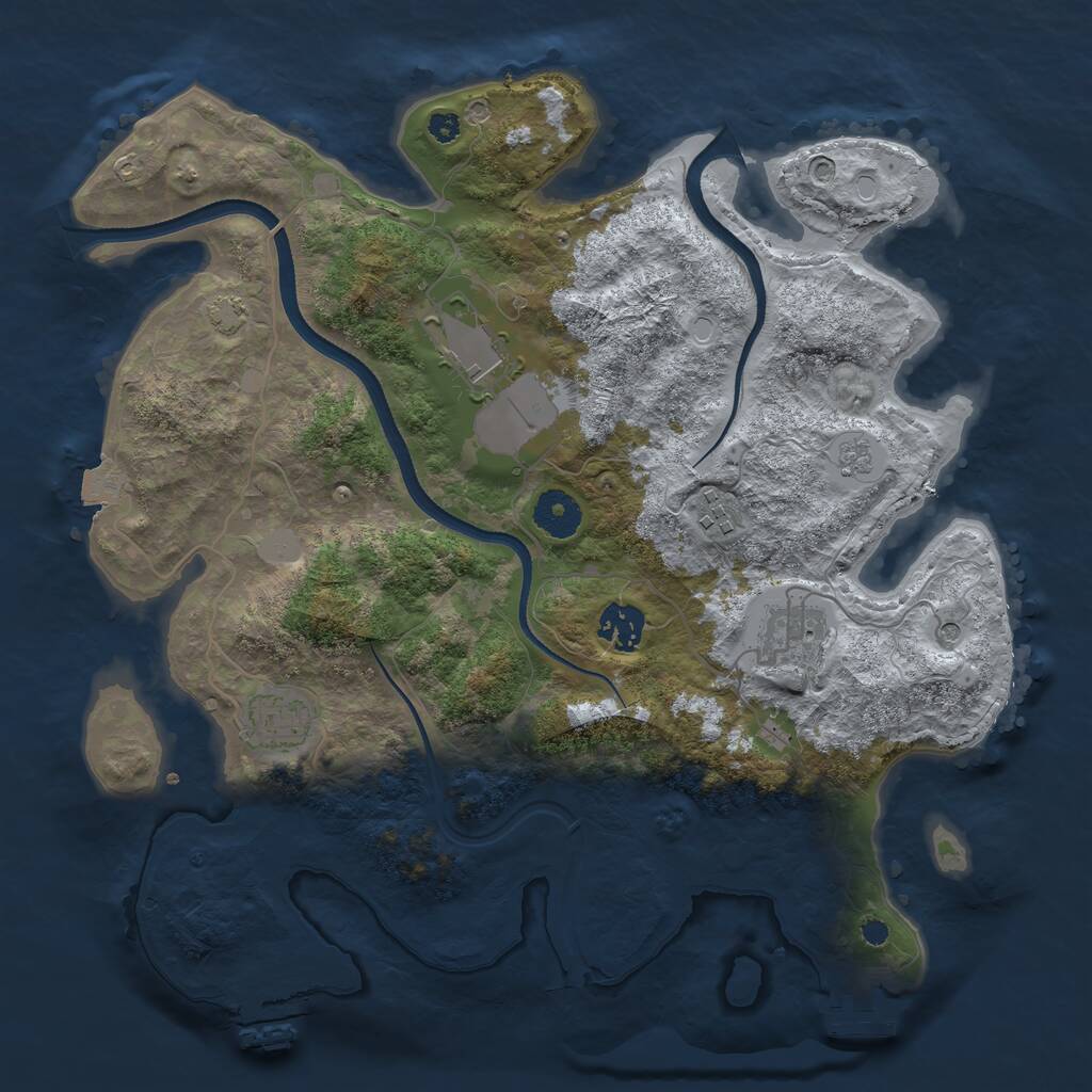 Rust Map: Procedural Map, Size: 3500, Seed: 1368965107, 11 Monuments