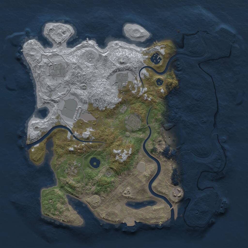 Rust Map: Procedural Map, Size: 3500, Seed: 183502275, 14 Monuments