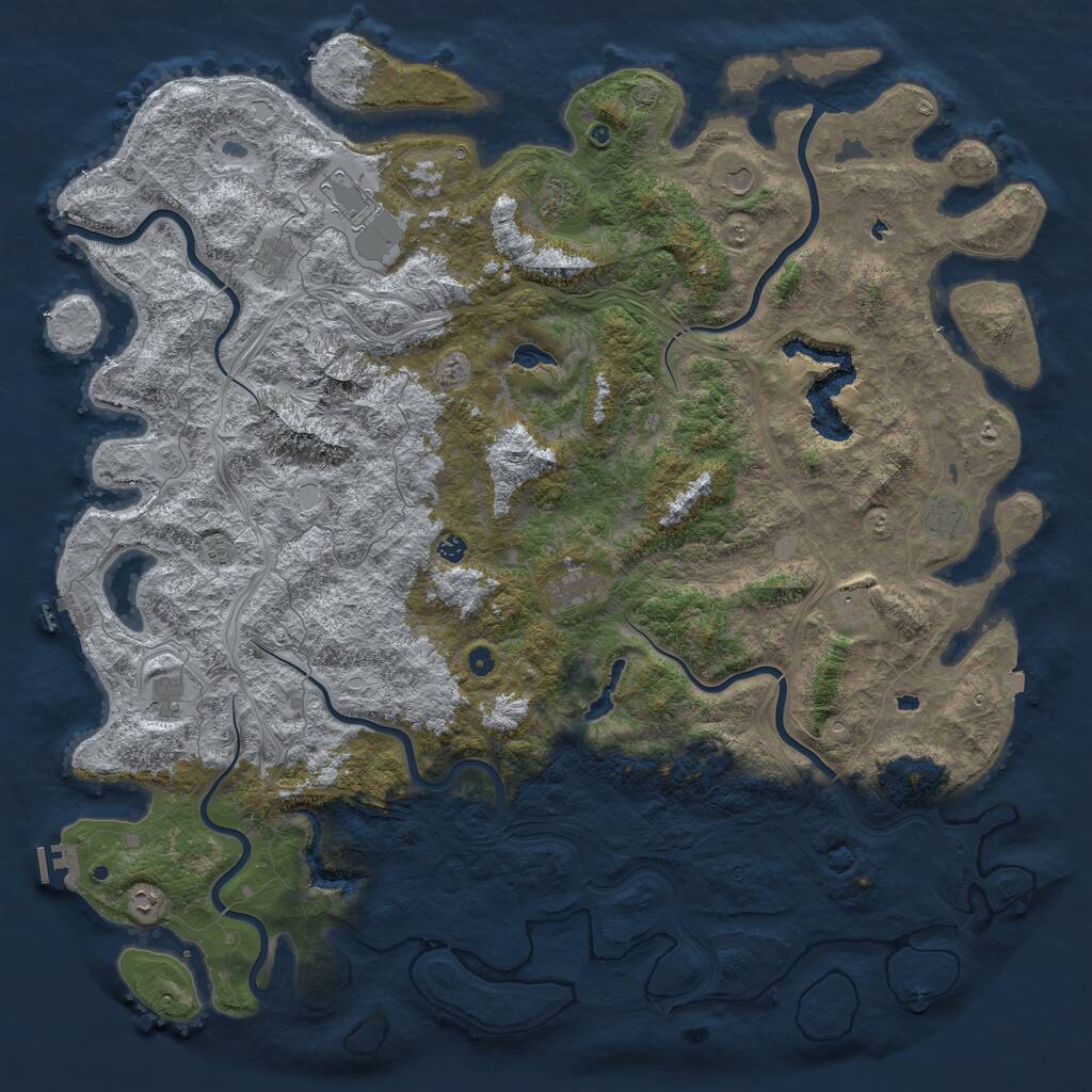 Rust Map: Procedural Map, Size: 6000, Seed: 6988, 17 Monuments