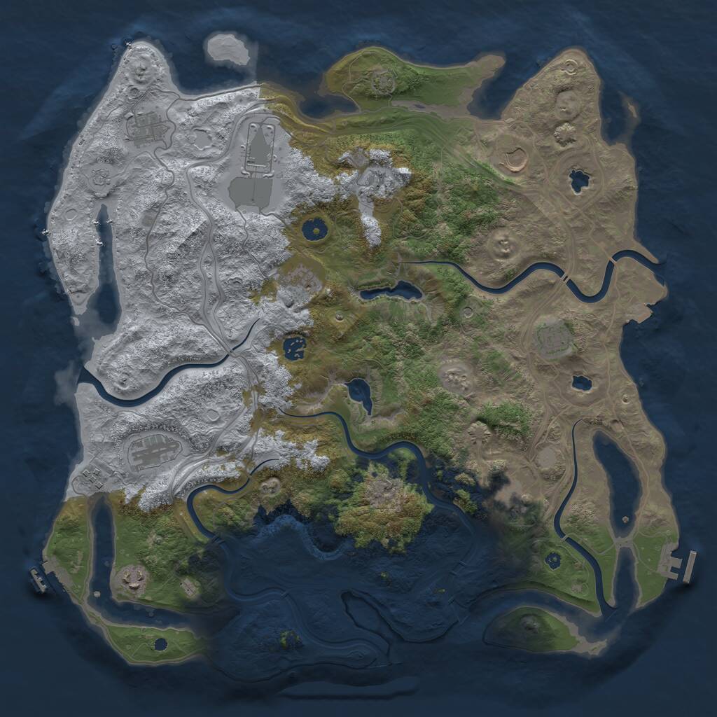 Rust Map: Procedural Map, Size: 4500, Seed: 73164537, 17 Monuments