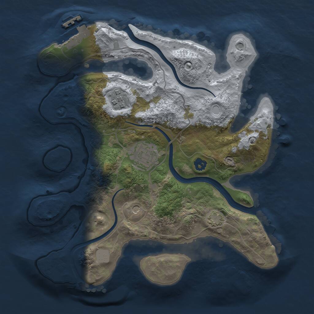Rust Map: Procedural Map, Size: 2500, Seed: 27107, 6 Monuments