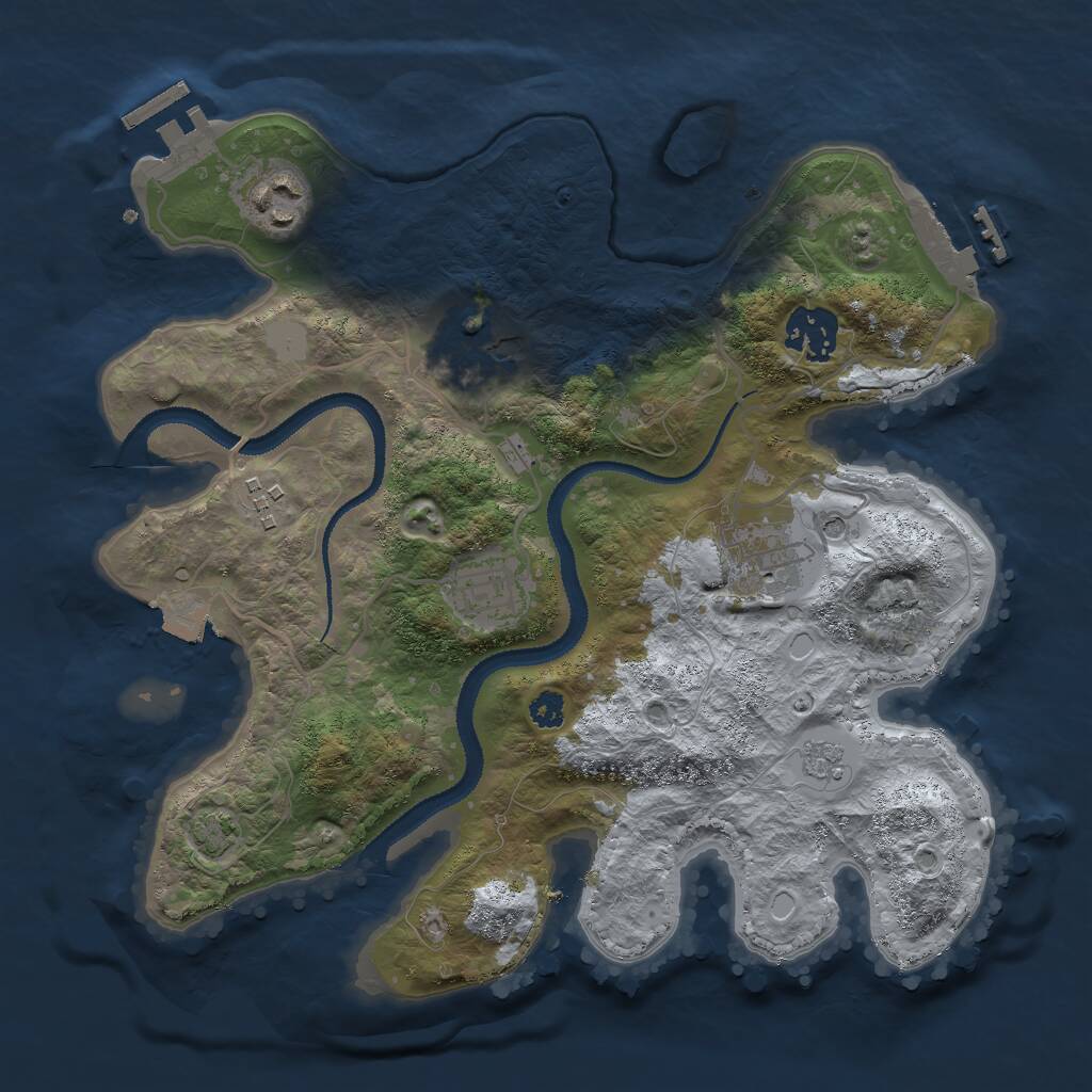 Rust Map: Procedural Map, Size: 3000, Seed: 1724345424, 12 Monuments