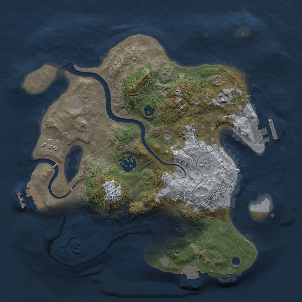 Rust Map: Procedural Map, Size: 2850, Seed: 1298006057, 8 Monuments