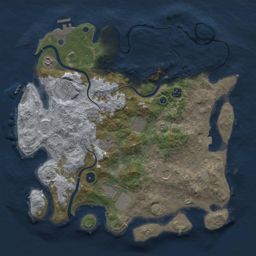 Rust Map: Procedural Map, Size: 3905, Seed: 957338200, 14 Monuments