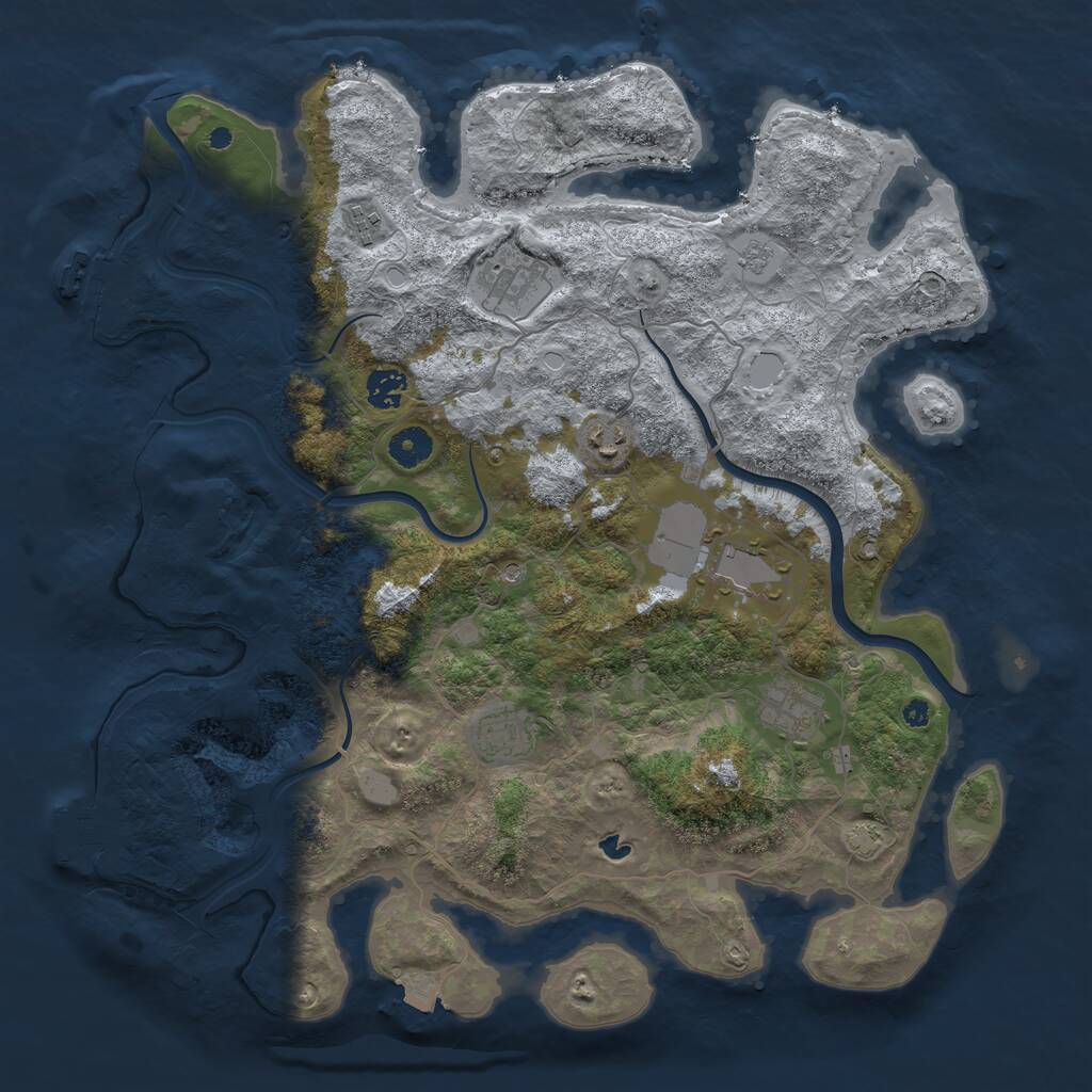 Rust Map: Procedural Map, Size: 4000, Seed: 1116490842, 13 Monuments