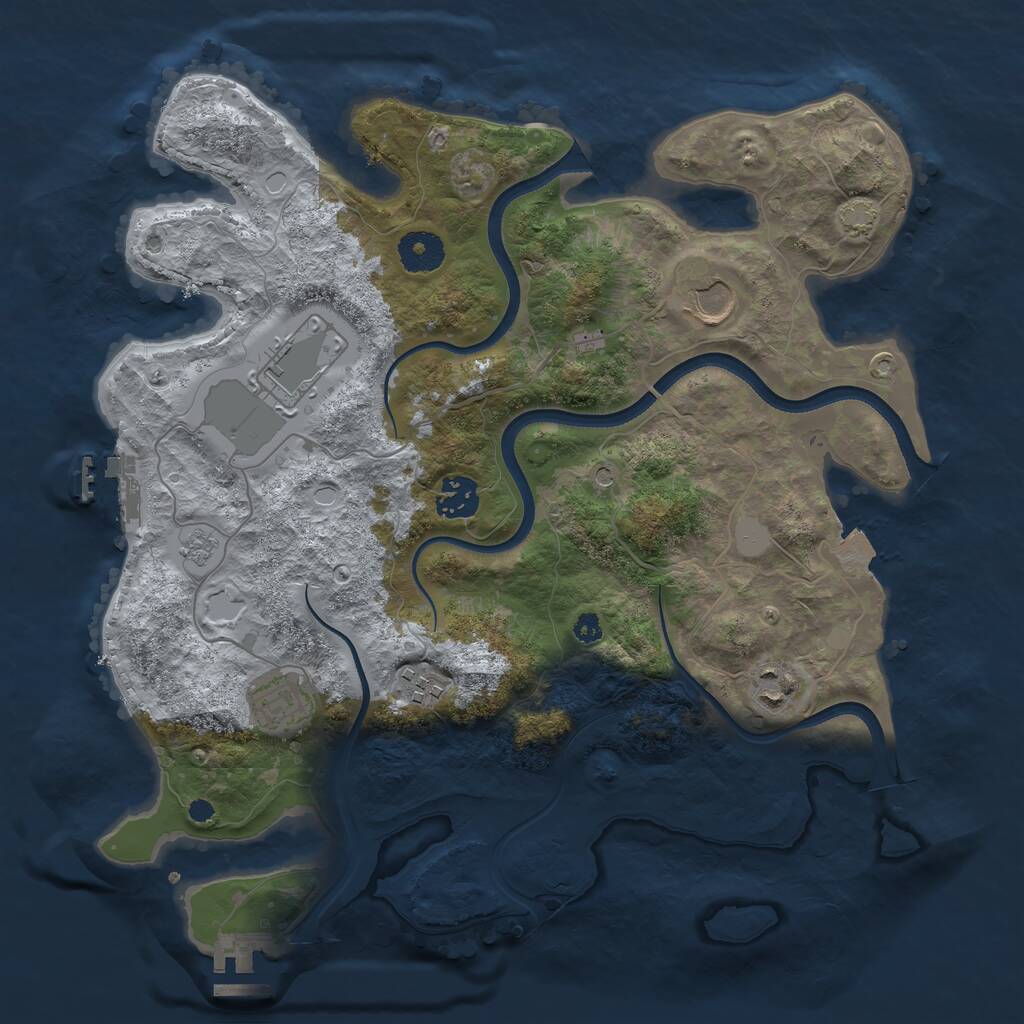 Rust Map: Procedural Map, Size: 3500, Seed: 153624, 12 Monuments