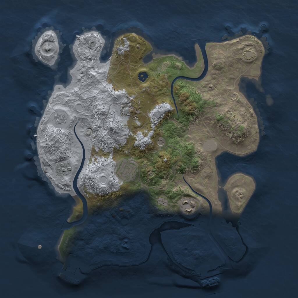 Rust Map: Procedural Map, Size: 3000, Seed: 699845, 10 Monuments