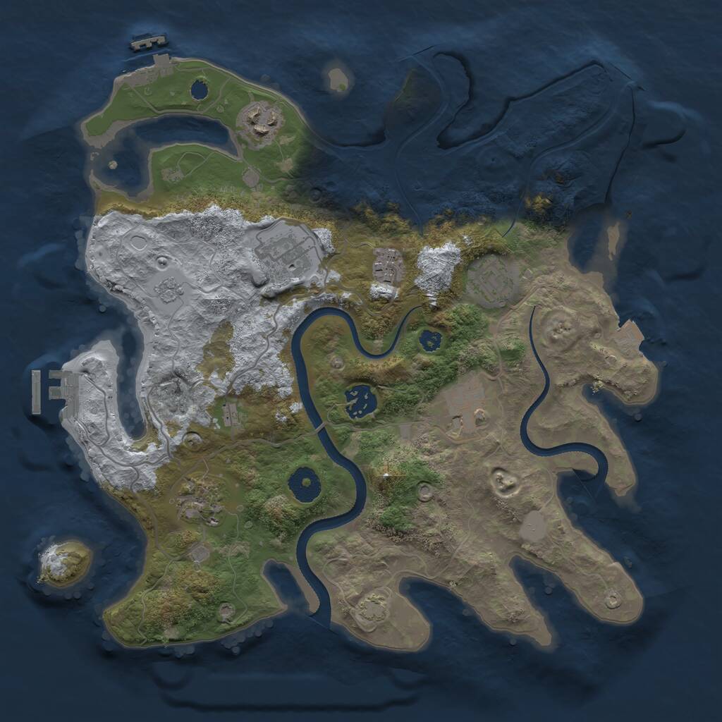 Rust Map: Procedural Map, Size: 3300, Seed: 2034367259, 12 Monuments