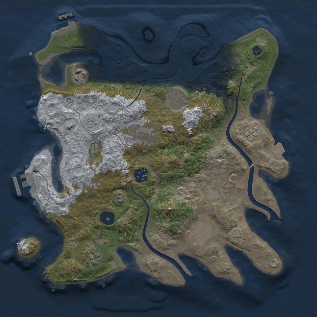 Rust Map: Procedural Map, Size: 3300, Seed: 2034367259, 13 Monuments