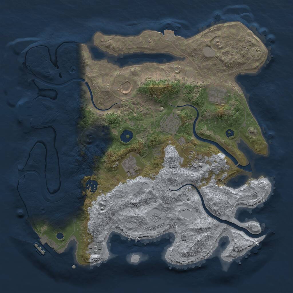 Rust Map: Procedural Map, Size: 3500, Seed: 1990645194, 12 Monuments