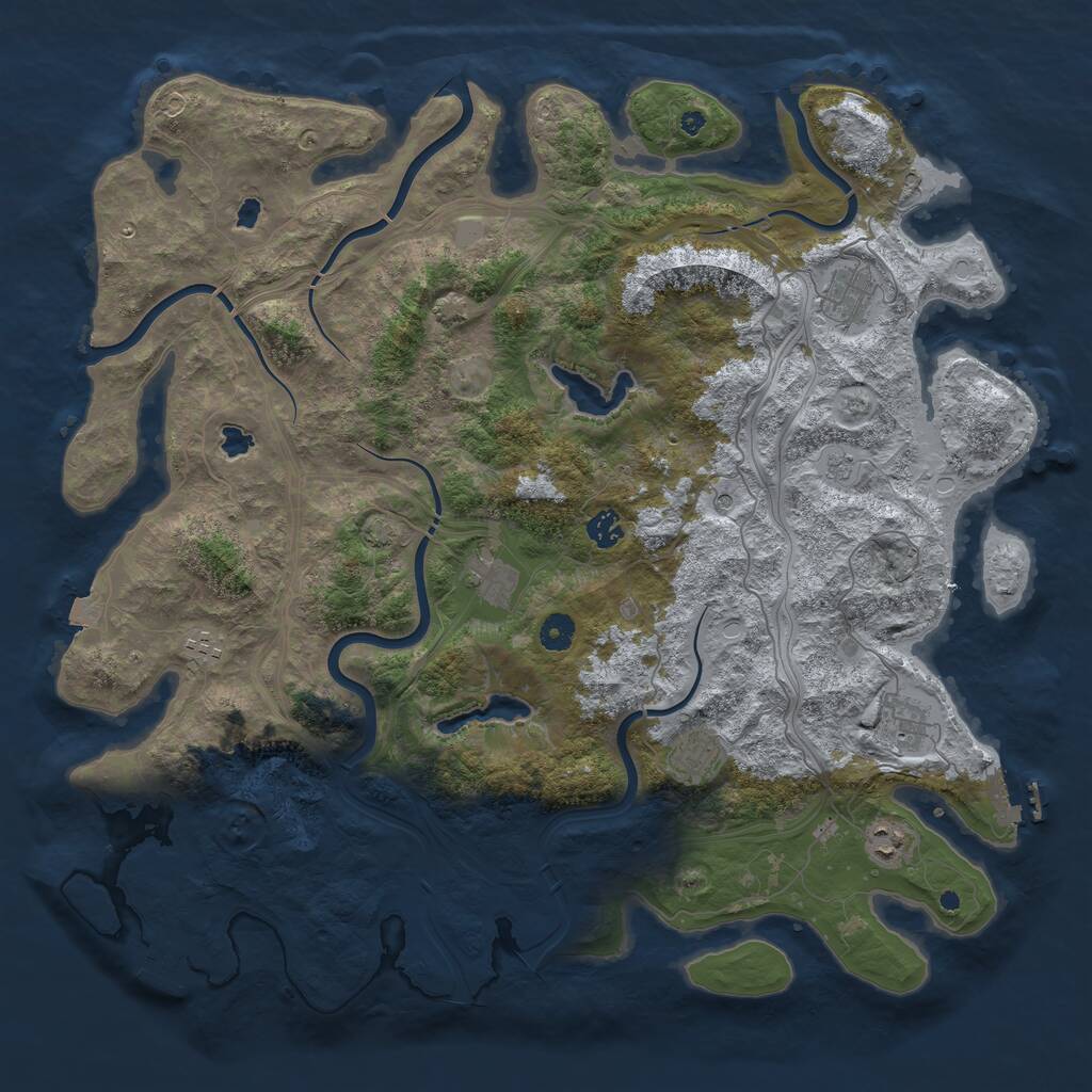 Rust Map: Procedural Map, Size: 4500, Seed: 178450125, 13 Monuments