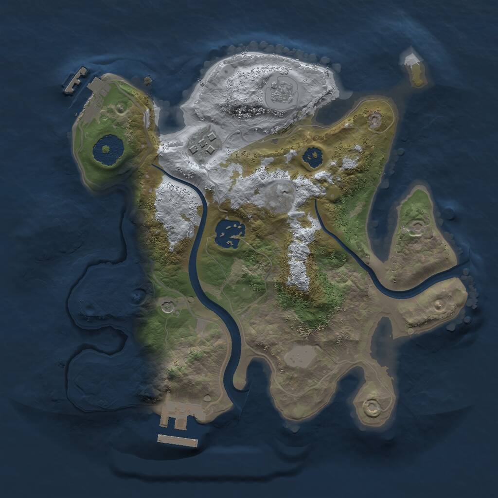 Rust Map: Procedural Map, Size: 2500, Seed: 50008, 7 Monuments