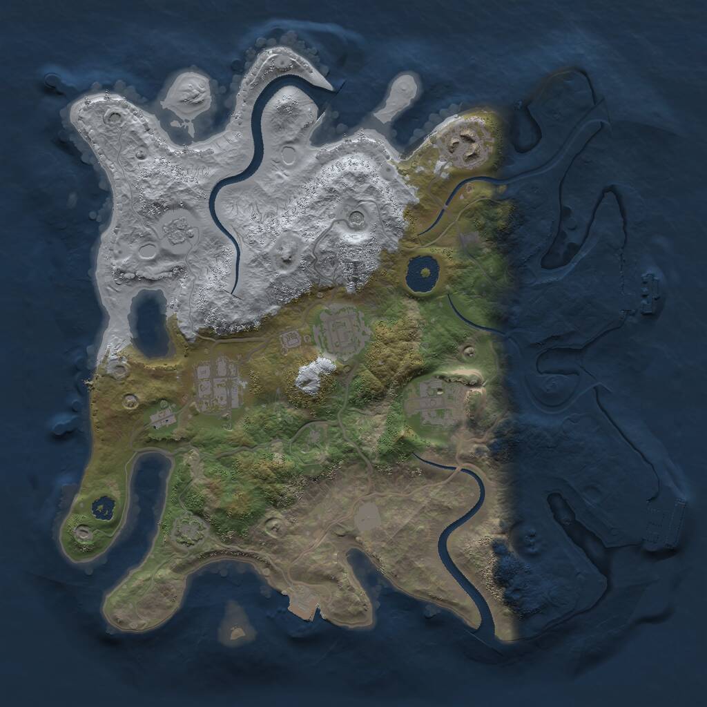 Rust Map: Procedural Map, Size: 3000, Seed: 16624, 10 Monuments