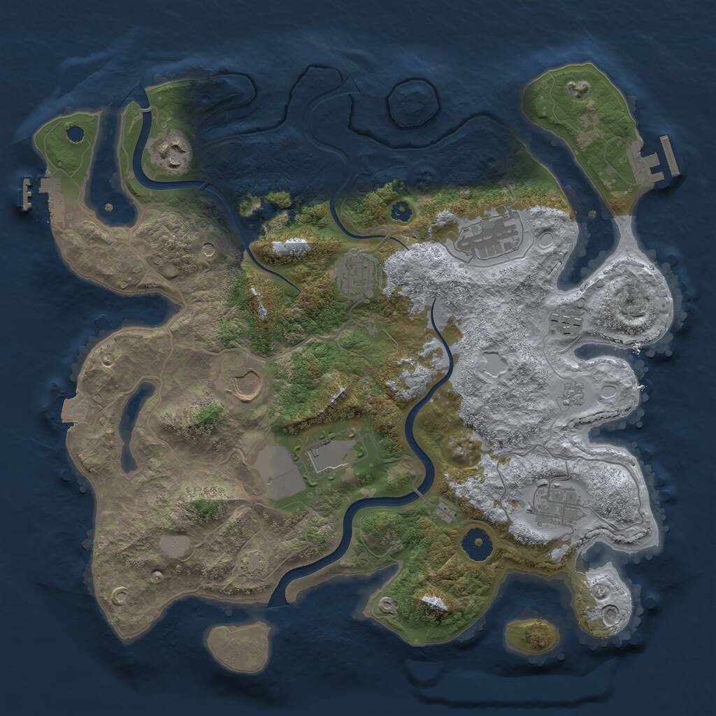 Rust Map: Procedural Map, Size: 3500, Seed: 122335, 13 Monuments
