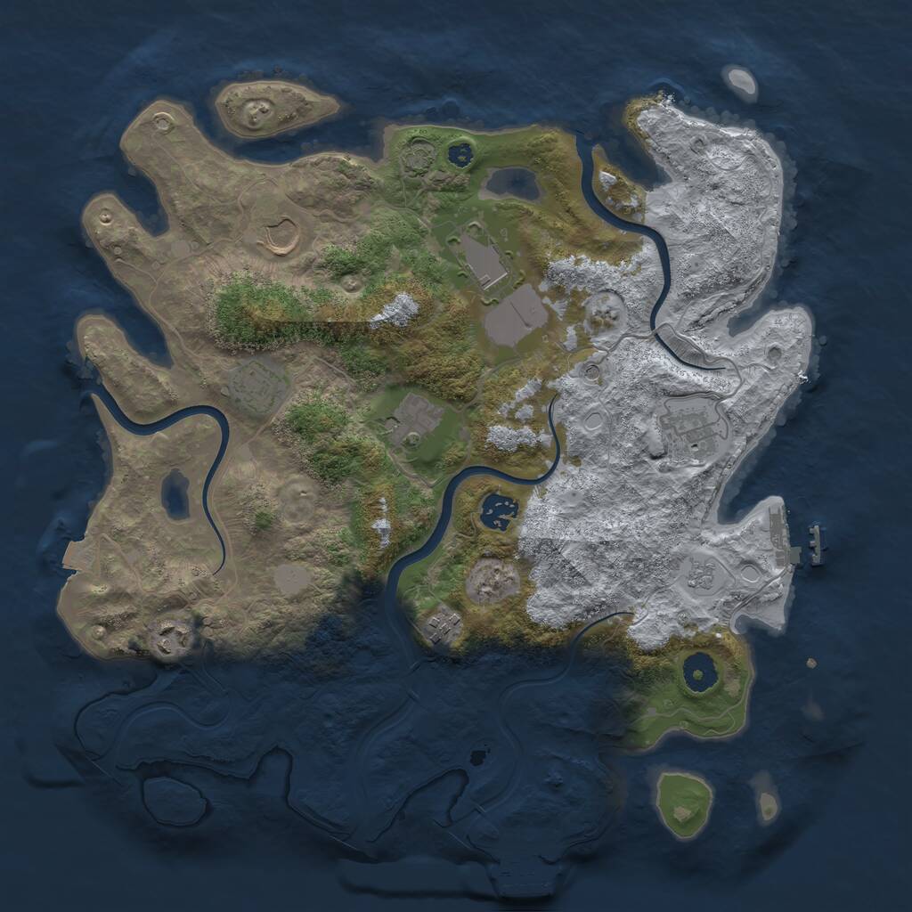Rust Map: Procedural Map, Size: 3750, Seed: 799243420, 14 Monuments