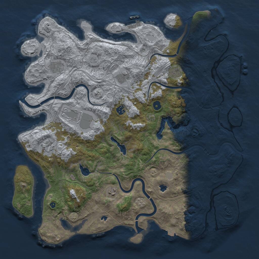 Rust Map: Procedural Map, Size: 4500, Seed: 548017358, 14 Monuments