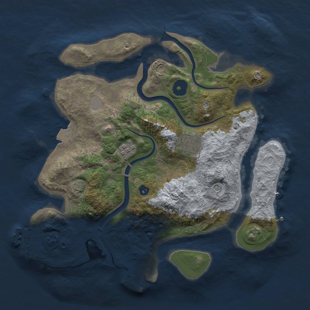 Rust Map: Procedural Map, Size: 3000, Seed: 1225050336, 7 Monuments