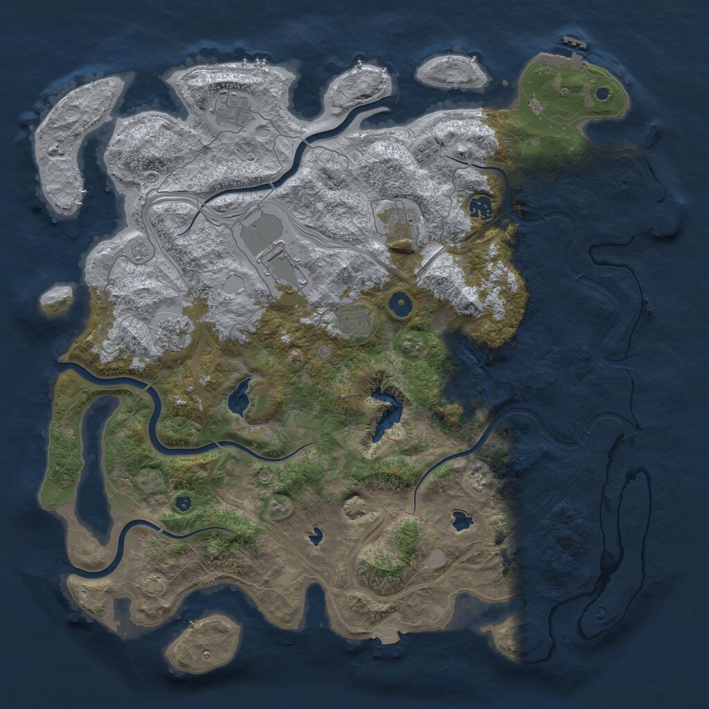 Rust Map: Procedural Map, Size: 4500, Seed: 1450082606, 12 Monuments