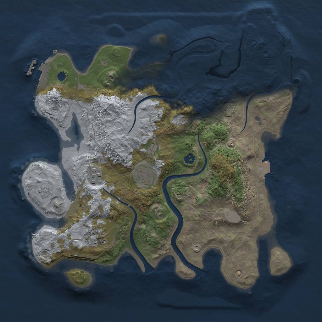 Rust Map: Procedural Map, Size: 3007, Seed: 12354, 9 Monuments