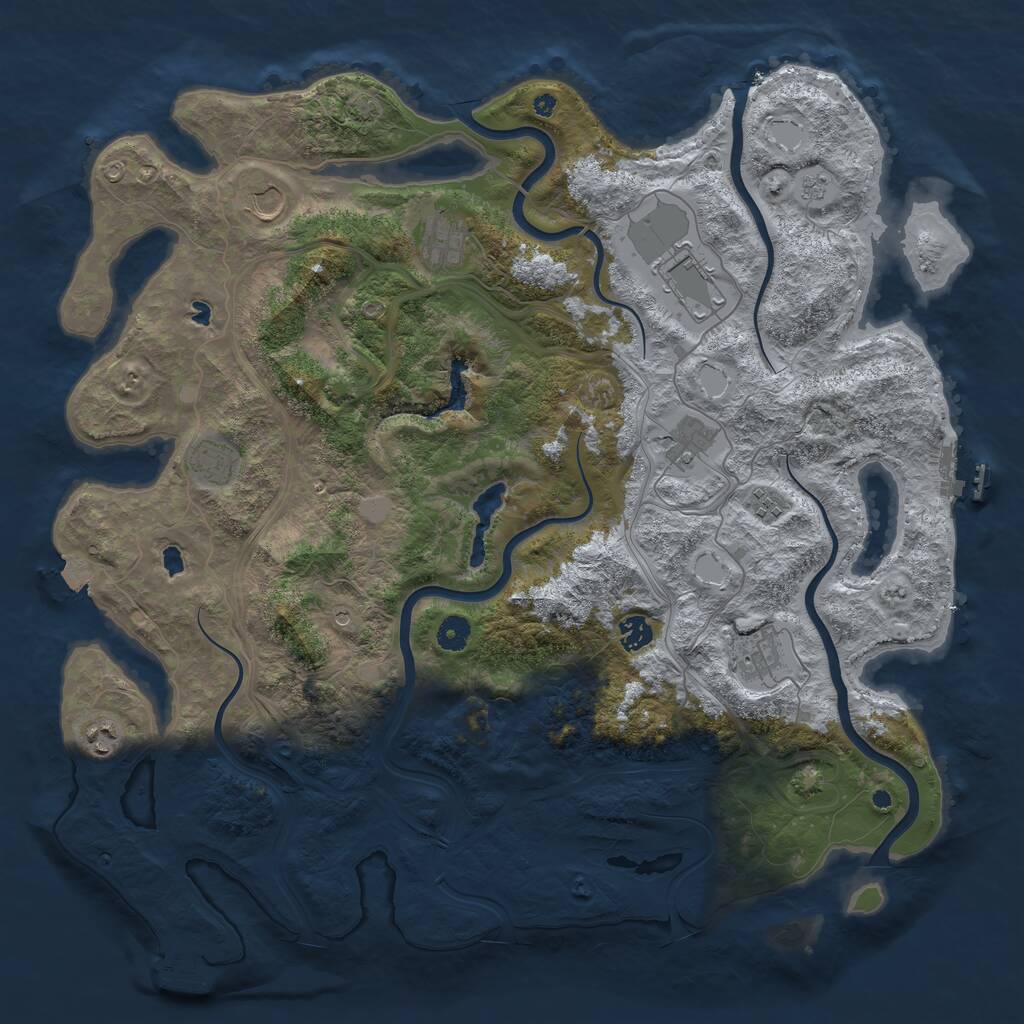 Rust Map: Procedural Map, Size: 4500, Seed: 1290629548, 15 Monuments
