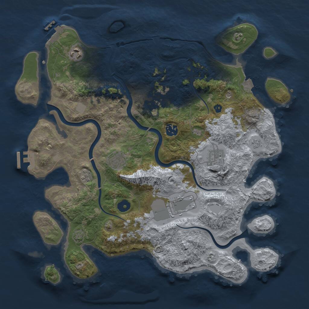 Rust Map: Procedural Map, Size: 3750, Seed: 43188781, 13 Monuments