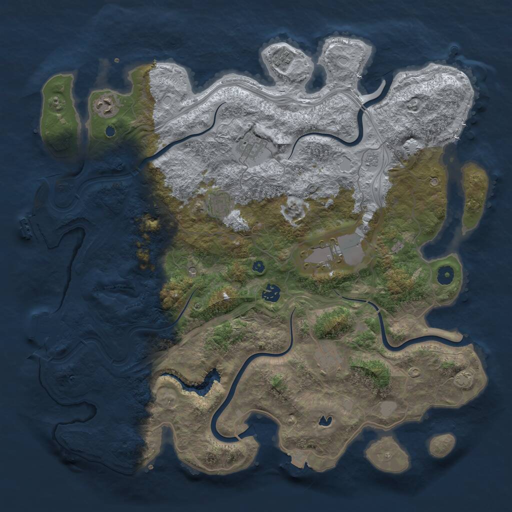 Rust Map: Procedural Map, Size: 4250, Seed: 405592143, 13 Monuments