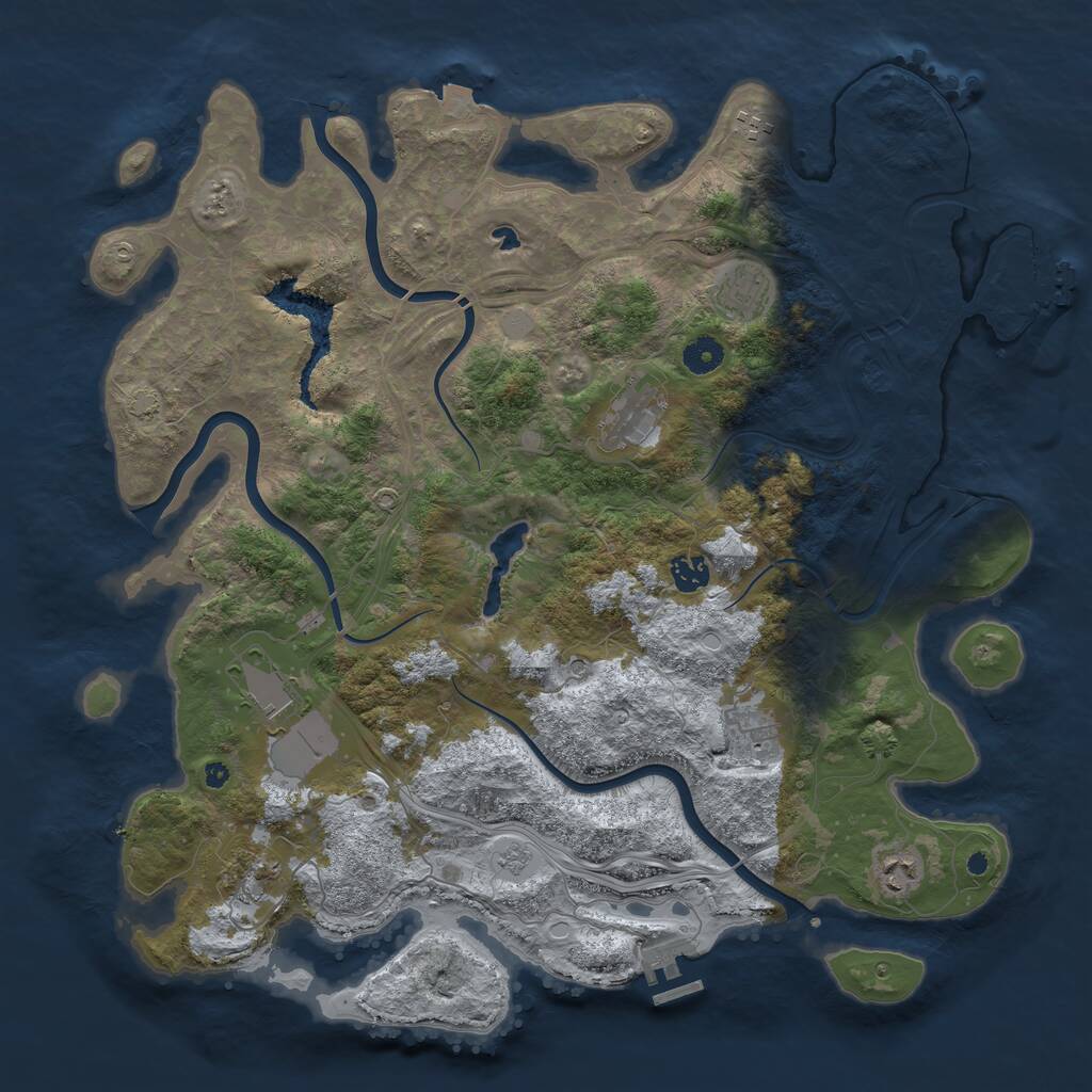 Rust Map: Procedural Map, Size: 4250, Seed: 845988737, 14 Monuments