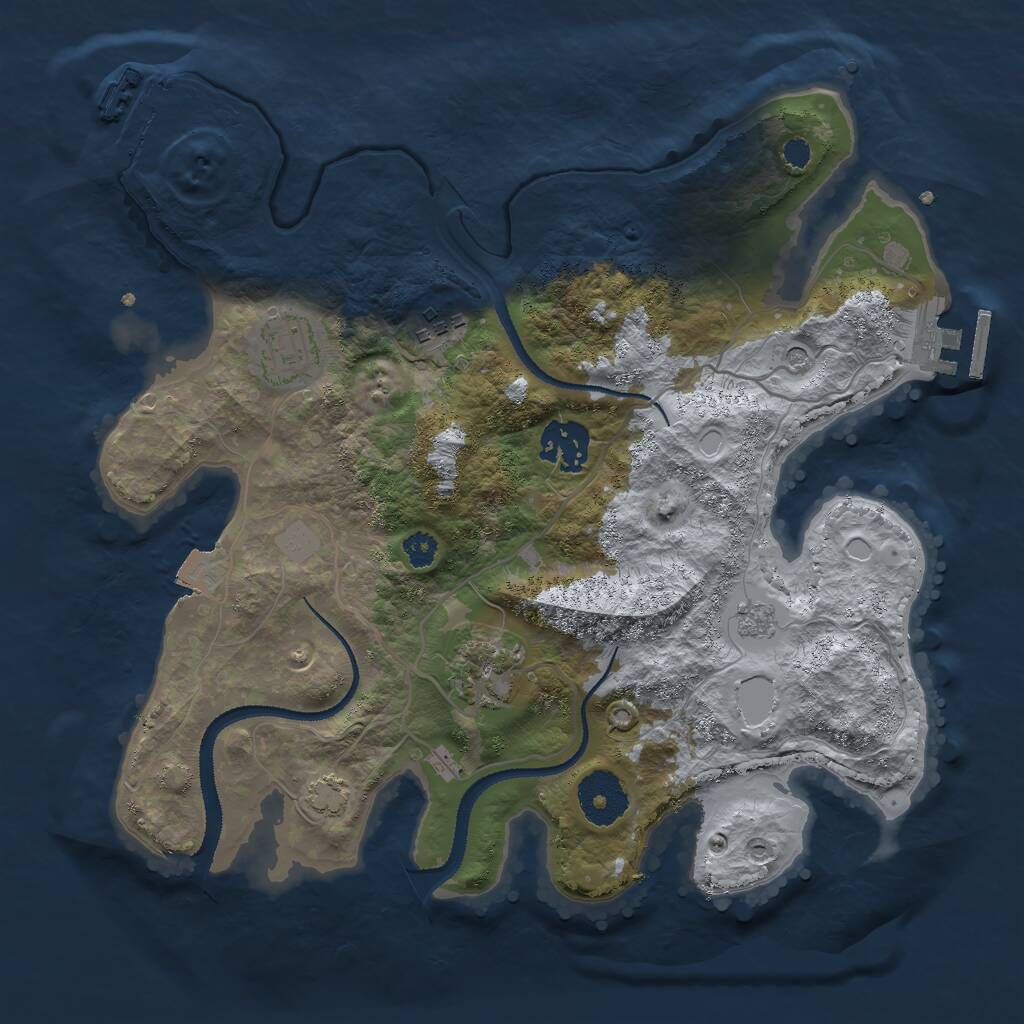 Rust Map: Procedural Map, Size: 3000, Seed: 32795, 10 Monuments