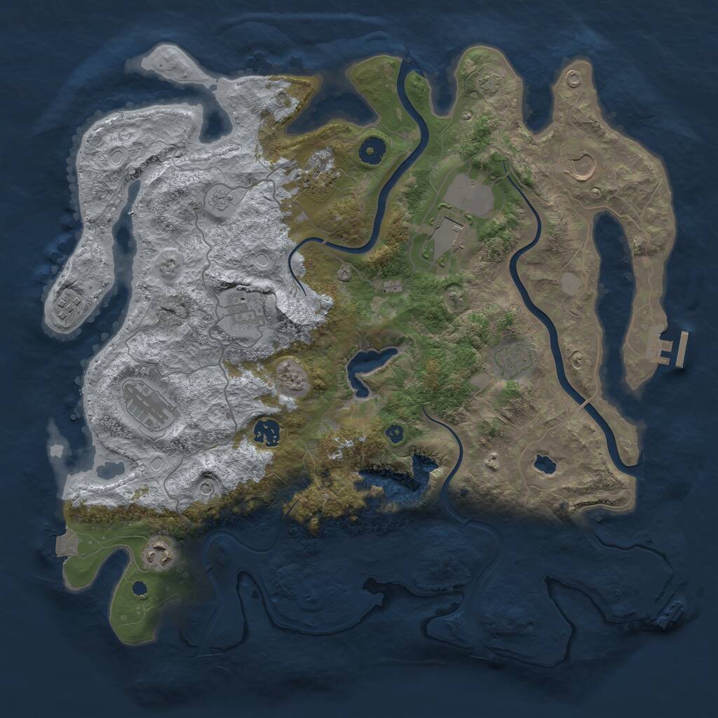 Rust Map: Procedural Map, Size: 4000, Seed: 12345465, 15 Monuments