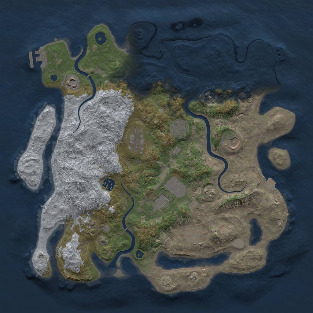 Rust Map: Procedural Map, Size: 3900, Seed: 1177360285, 15 Monuments
