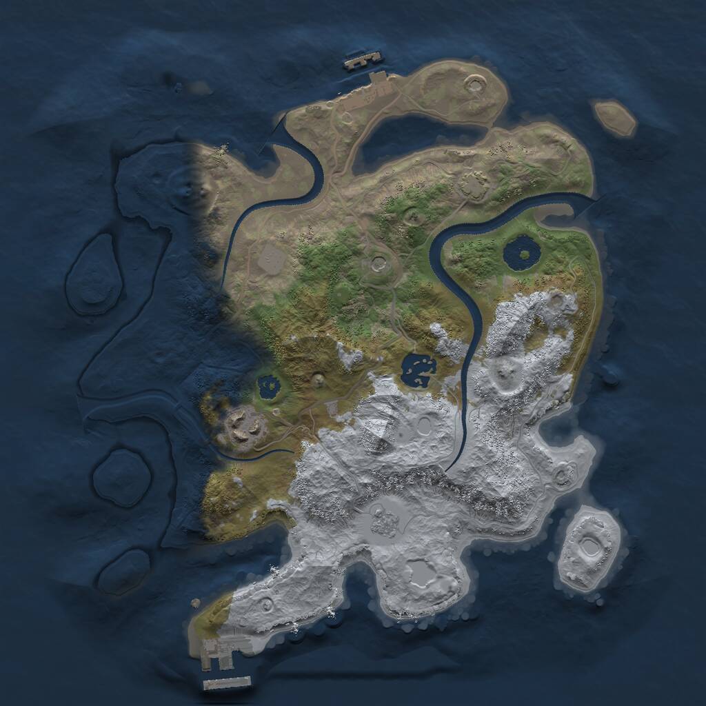 Rust Map: Procedural Map, Size: 3000, Seed: 1171598599, 8 Monuments