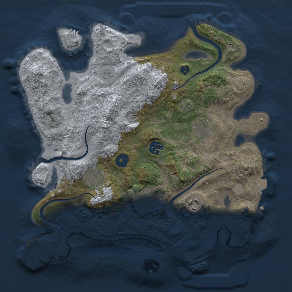 Rust Map: Procedural Map, Size: 3250, Seed: 1830385612, 11 Monuments
