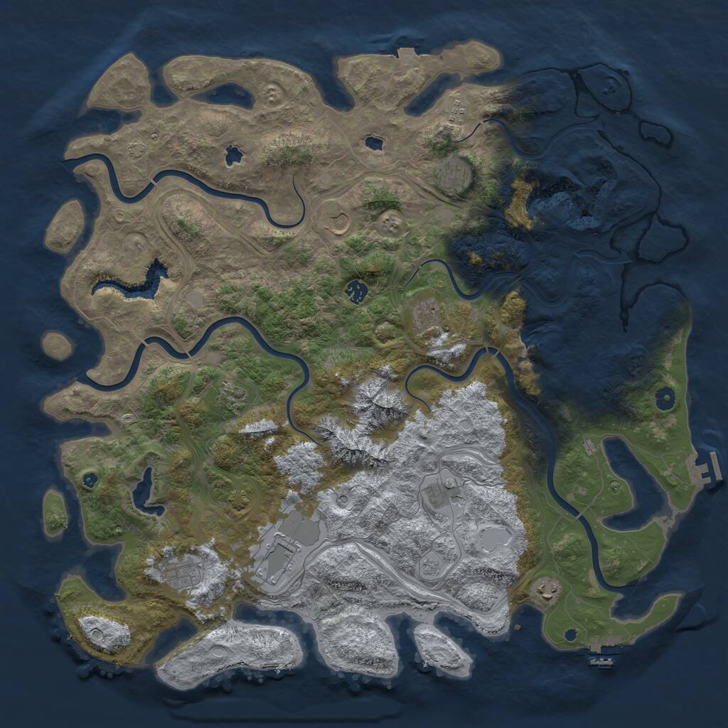 Rust Map: Procedural Map, Size: 5000, Seed: 1722500136, 16 Monuments