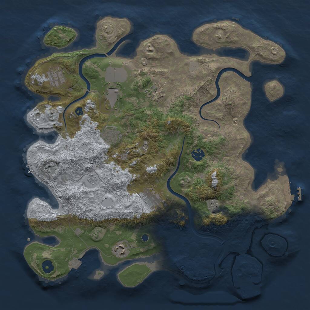 Rust Map: Procedural Map, Size: 3750, Seed: 2038921430, 14 Monuments