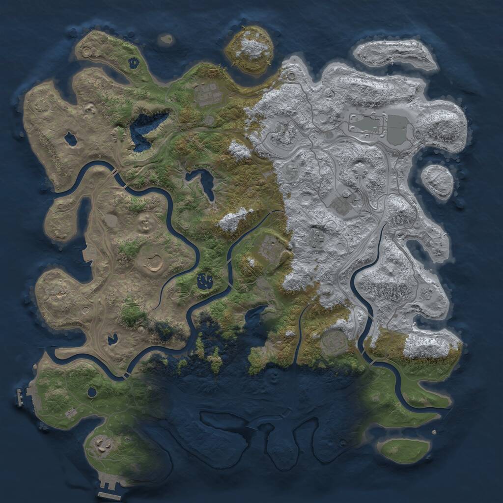 Rust Map: Procedural Map, Size: 4500, Seed: 1161971, 16 Monuments