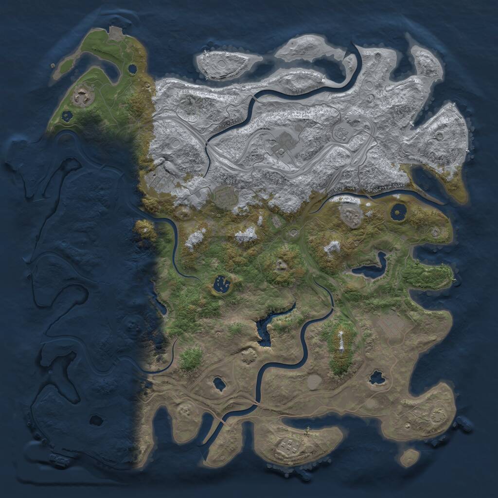 Rust Map: Procedural Map, Size: 4500, Seed: 2092167556, 13 Monuments