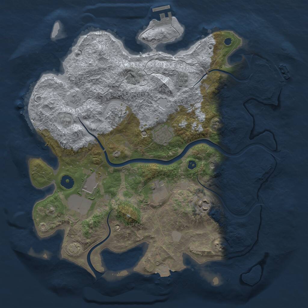 Rust Map: Procedural Map, Size: 3500, Seed: 96961454, 12 Monuments