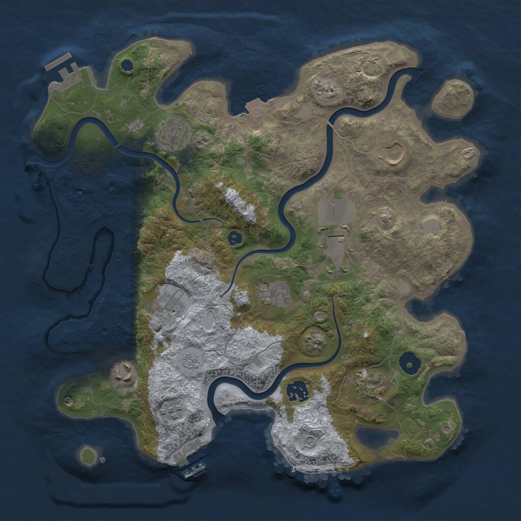 Rust Map: Procedural Map, Size: 3600, Seed: 408, 15 Monuments