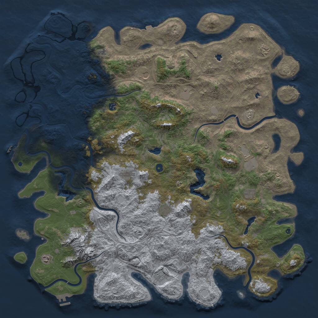 Rust Map: Procedural Map, Size: 6000, Seed: 1607011318, 17 Monuments