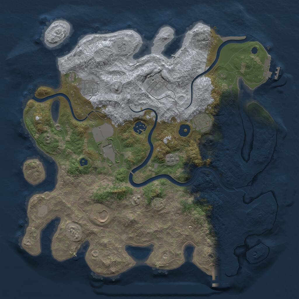 Rust Map: Procedural Map, Size: 3700, Seed: 1251919492, 13 Monuments