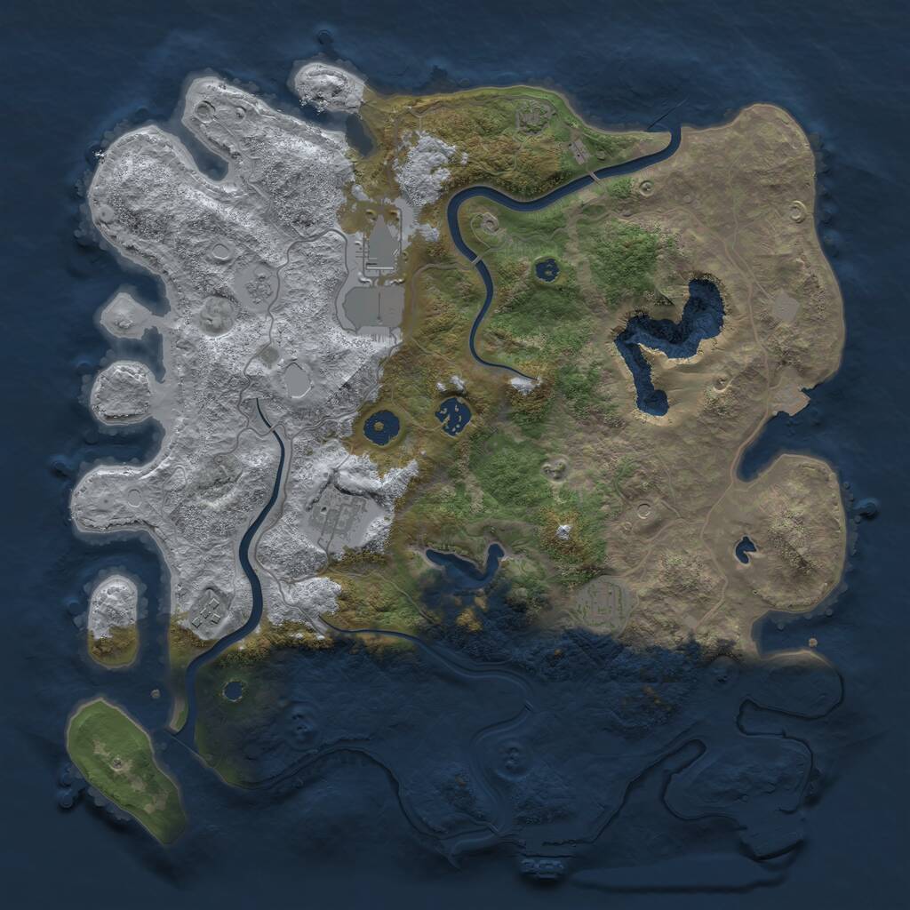 Rust Map: Procedural Map, Size: 4000, Seed: 1257963122, 11 Monuments