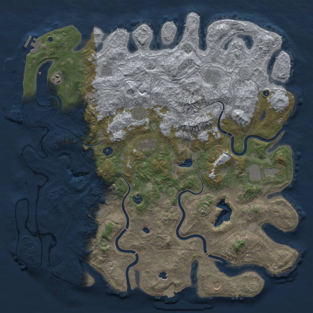 Rust Map: Procedural Map, Size: 5000, Seed: 1101884860, 16 Monuments