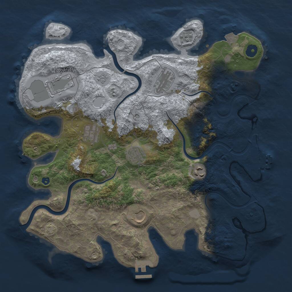 Rust Map: Procedural Map, Size: 3600, Seed: 318096, 13 Monuments