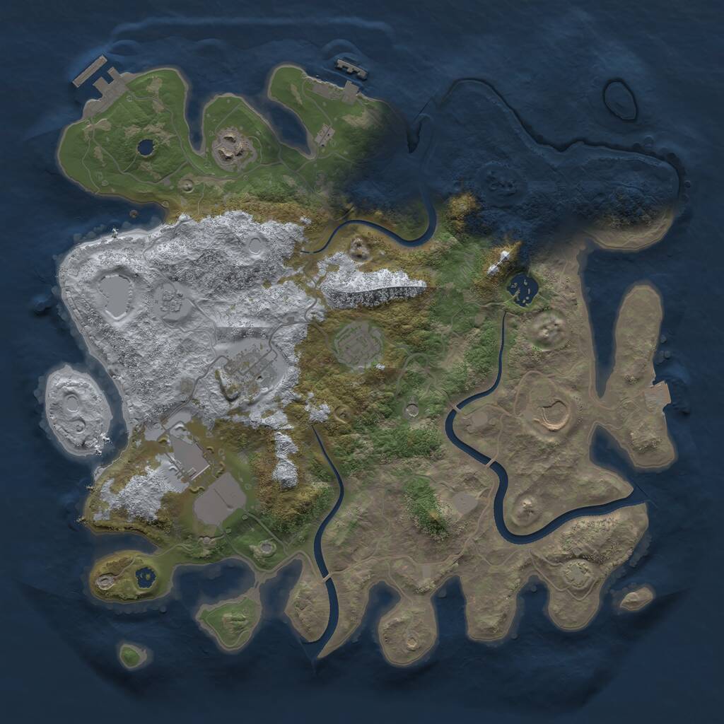 Rust Map: Procedural Map, Size: 3600, Seed: 716721026, 12 Monuments